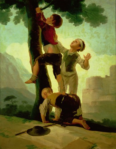 Boys Climbing a Tree, cartoon for a tapestry by Francisco de Goya